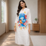 White Lotus Buddha Artistic Kurti