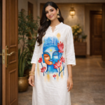 White Lotus Buddha Artistic Kurti - Image 3