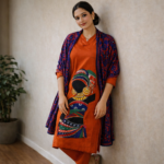 Rust Tribal Fusion Kurta Set - Image 2