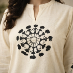 Beige Minimal Mandala Cotton Kurti - Image 2