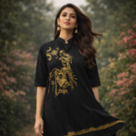 Royal Heritage Black Folk Art Kurti