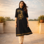 Royal Heritage Black Folk Art Kurti - Image 3