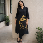 Golden Buddha Serenity Black Kurti - Image 2