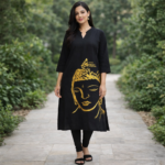 Golden Buddha Serenity Black Kurti