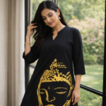 Golden Buddha Serenity Black Kurti - Image 3