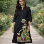 Black Tribal Muse Hand-Painted Kurti - Image 2
