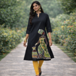 Black Tribal Muse Hand-Painted Kurti
