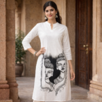 White Twin Buddha Monochrome Kurti