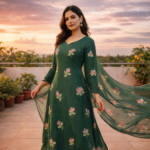 Emerald Bud Hand-Painted Suit Set