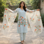 Sky Blue Blossom Artistic Suit Set - Image 3