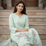 Pastel Mint Floral Elegance Suit Set - Image 3