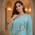 Aqua Bloom Hand-Painted Suit Set