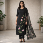 Midnight Rose Hand-Painted Suit Set