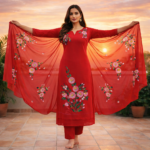 Scarlet Daisy Hand-Painted Suit Set - Image 3