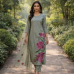 Smoky Grey Floral Charm Suit Set