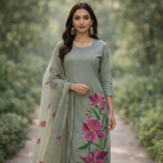 Smoky Grey Floral Charm Suit Set - Image 3