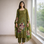 Forest Lily Hand-Painted Suit Set