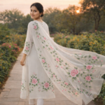 Ivory Bloom Hand-Painted Suit Set - Image 3