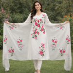 Ivory Wild Rose Hand-Painted Suit Set - Image 3