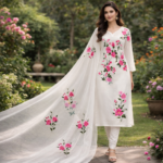 Ivory Wild Rose Hand-Painted Suit Set