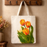 Hand-Painted Tulip Bloom Cotton Tote