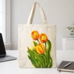 Hand-Painted Tulip Bloom Cotton Tote - Image 3