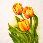 Hand-Painted Tulip Bloom Cotton Tote - Image 2