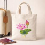 Lotus Bloom Artistic Canvas Tote