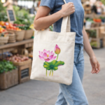 Lotus Bloom Artistic Canvas Tote - Image 3