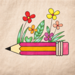 Teacher Theme Tote – Pencil Garden Design - Image 2