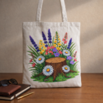 Floral Meadow Stump Art Cotton Tote
