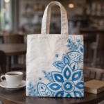 Blue Mandala Hand-Painted Cotton Tote