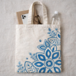 Blue Mandala Hand-Painted Cotton Tote - Image 3