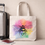 Rainbow Bee Artistic Cotton Tote