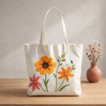 Modern Floral Minimalist Canvas Tote