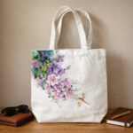 Blush Floral Bouquet Cotton Tote with Dragonfly