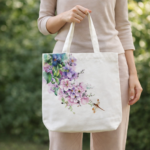 Blush Floral Bouquet Cotton Tote with Dragonfly - Image 3