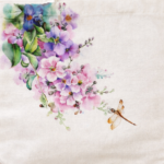 Blush Floral Bouquet Cotton Tote with Dragonfly - Image 2