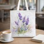 Lavender Watercolor Floral Cotton Tote
