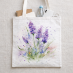 Lavender Watercolor Floral Cotton Tote - Image 3