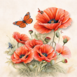 Red Poppy Floral Canvas Tote - Image 2