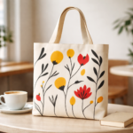 Modern Abstract Floral Cotton Tote