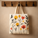 Modern Abstract Floral Cotton Tote - Image 3