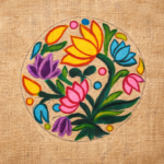 Floral Wreath Jute Hand-Painted Tote - Image 2