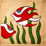 Red Fish Underwater Art Hand-Painted Jute Tote - Image 2