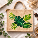 Tropical Leaf Botanical Jute Tote - Image 3