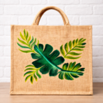 Tropical Leaf Botanical Jute Tote