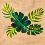 Tropical Leaf Botanical Jute Tote - Image 2