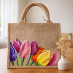 Vibrant Tulip Garden Hand-Painted Tote