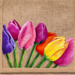 Vibrant Tulip Garden Hand-Painted Tote - Image 2
